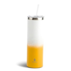Manna Skinny Double-wall Insulated Stainless Steel Tumbler with Splash-proof 2-in-1 Lid and Reusable Tritan Straw - 30 Oz - Orange Ombre