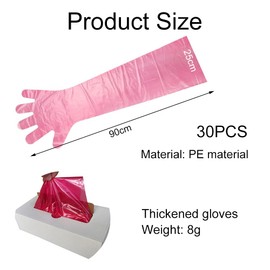 Bavooty Long Sleeve Veterinary Gloves, Stretchy Disposable Gloves, for Livestock, Disposable Soft Plastic Film Gloves, Extra Long 90 cm, Pack of 30 (Red, 30)