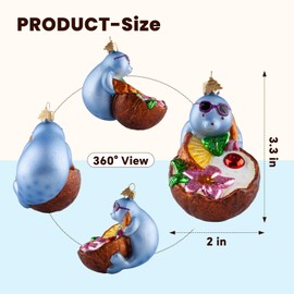 HZYC Christmas Ornament,Hand-Blown Glass Ornaments,Seal&Cocktail Collection Figurine Hanging Ornaments, Christmas Decoration for Xmas Tree Home Holiday Party Gifts(Seal and Cocktail)