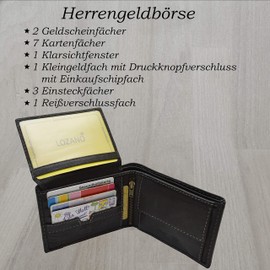 flevado Lozano Men's Black Leather Wallet, black, Modern