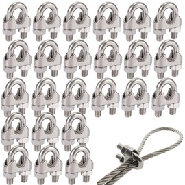 GeneX Wire Clips Wire Rope Clips M2 Stainless Steel 24pcs Cable Clips Cable Fasteners Rope Fasteners Wire Saddle Clamp for Wire Rope Terminal Processing (M2)