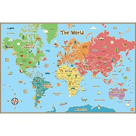 Wall Pops WallPops WPE0624: Kids World Dry Erase Map Decal