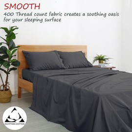 RV Sheets 100% Egyptian Cotton - RV Full 53" x 75" Premium Quality 4 Piece Sheets for Campers - High Thread Count Dark Grey Solid with 6-10" Deep Pocket