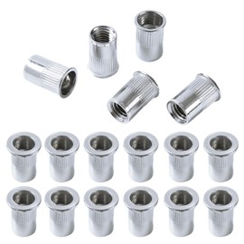 QANCEN 10 Pcs Rivet Nuts M12, Threaded Insert Nutserts, Stainless Steel Rivnut, Silver Flat Head Threaded Rivnut Pull Cap Nut for Metal Sheets, Electrical Devices