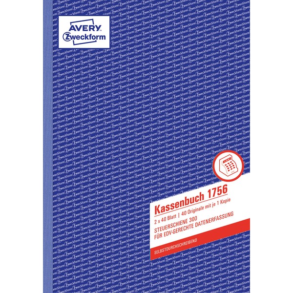 Avery Zweckform© 1756 cashbook, A4, compatible with control rails 300,