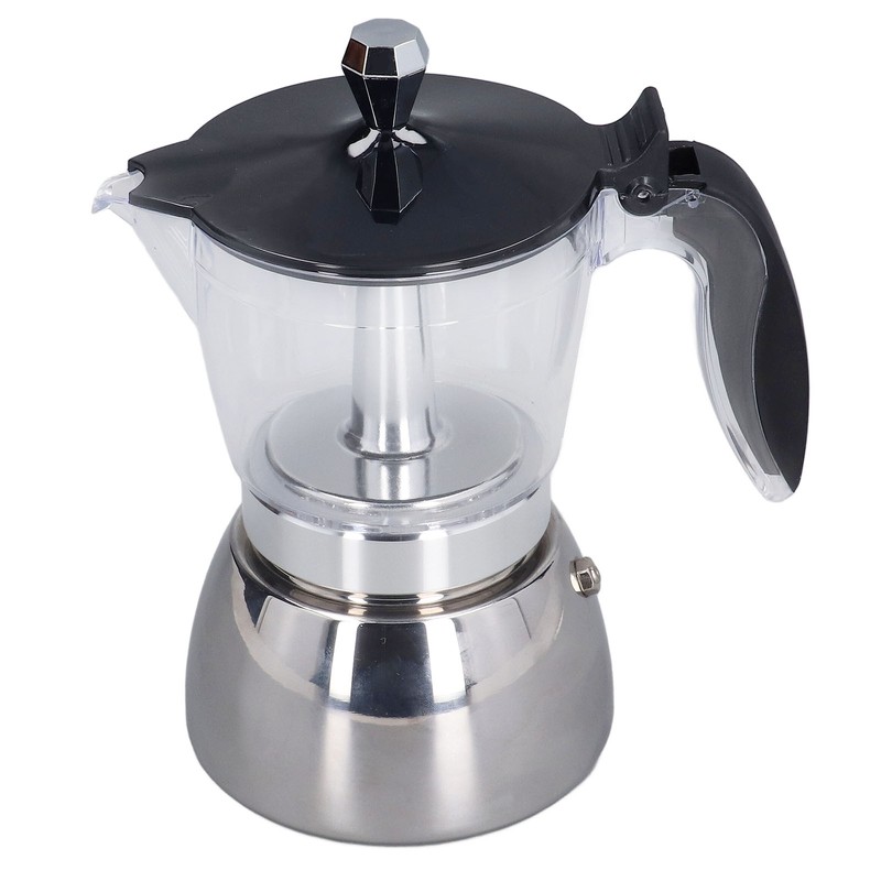 Stovetop Coffee Maker 6 Cup Moka Pot Clear ABS Top