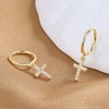 HUASAI Gold Cross Hoop Earrings, 14k Yellow Gold Plated, Perfect