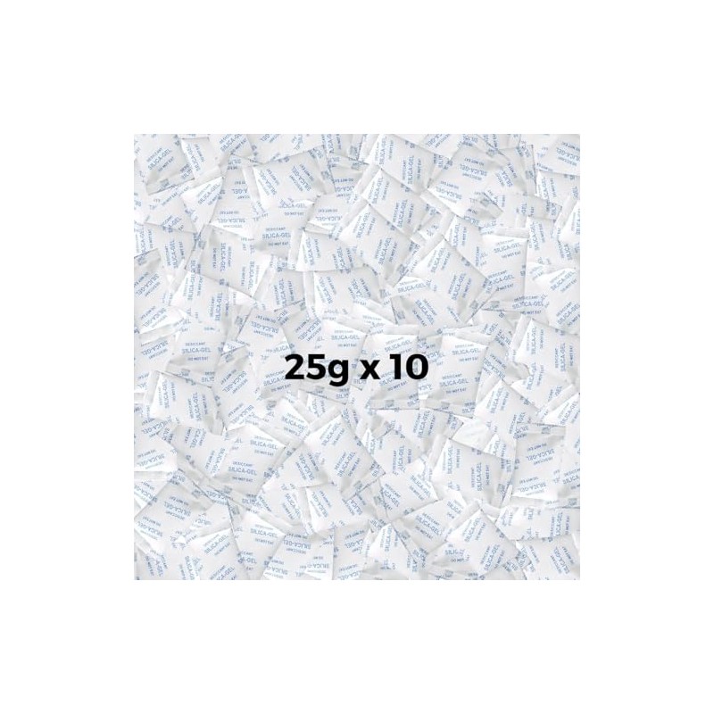 Desicco 25.0 Gram [10 Packets] Silica Gel Packets Desiccant Packs