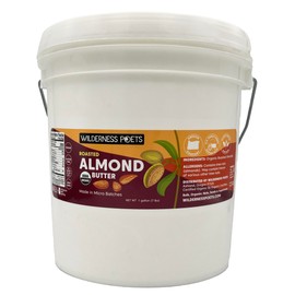 Wilderness Poets, Roasted Almond Butter - Organic, Smooth, Creamy, No Salt, Unsweetened Nut Butter - Bulk Size (7 Pound - 1 Gallon)