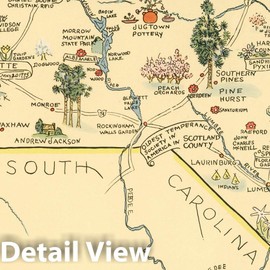 Historic Pictoric A Map of North Carolina for Nature Lovers The Garden Club of North Carolina, 1937 - Vintage Wall Art - 24in x 14in