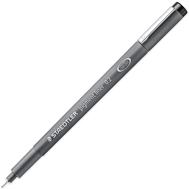 STAEDTLER Pigment Liner Fineliner 0.2mm Tip Black Ink (Pack of