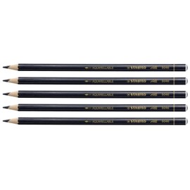 STABILO Set of 5 Watercolour Pencils All Surfaces Black