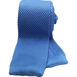 Best Item C01-26 Men's Knit Tie, Narrow Tie, Slim Tie, Slim, Solid Color, Knit Necktie, C11_Lake Blue