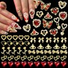 RODAKY 64PCS Gold Nail Charms Red Butterfly Heart Charms for