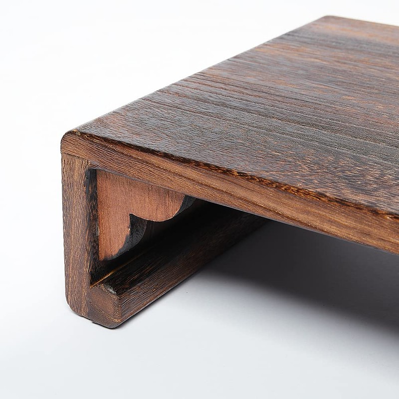 SINOBEST Low Wood Stool, Rectangular Bed Step Stool, Large Surface