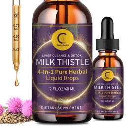 Milk Thistle Extract Drops for Liver Cleanse Detox & Repair, Liver Supplement with Dandelion Root, Artichoke and Turmeric, All-Natural Herbal Liver Support Supplement, Vegan, Non-GMO, 2 FL OZ