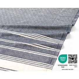 Fit-Flip Hammam Beach Towel XXL Made from 100% Recycled Cotton - Quick-Drying Turkish hamam Towels - Large fouta or pestemal Ideal as a Thin Sauna Blanket – Navy – 100x200cm Diamond
