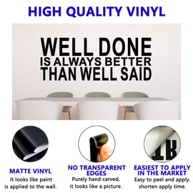 Motivational Quotes Wall Stickers for Office: Inspirational Positive Vinyl Art Wall Decals for Bedroom Living Room Classroom School - Well Done is Always Better Than Well 23" X 9"