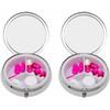 Set of 2 Circular Embossed Triple-Compartment Pocket Purse Pill Box