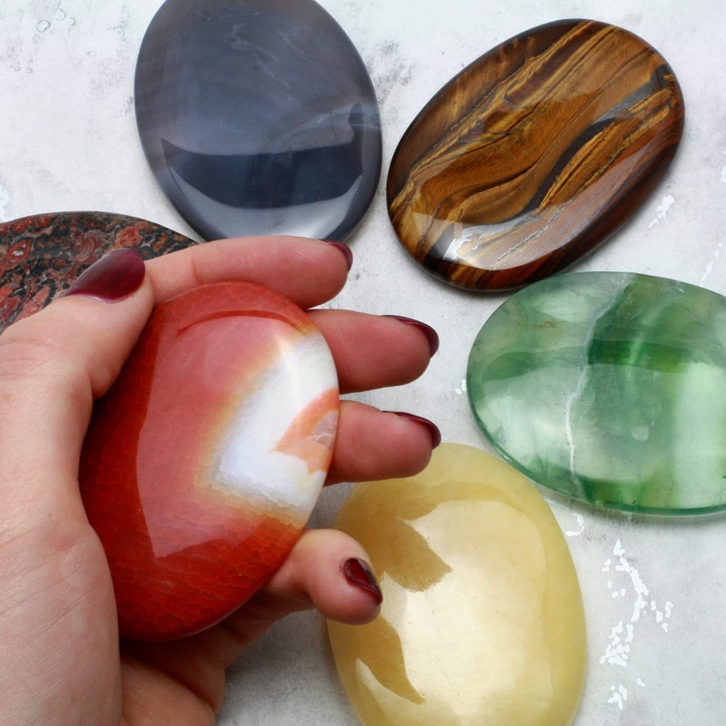CrystalAge Sunstone Palm Stone ~70x50mm