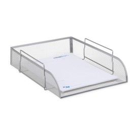 1 x Stackable Document Tray, Office Letter Tray Made of Metal for DIN A4, Desk Tray W x D 26 x 33.5 cm, Silver