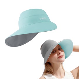 Women Sun Visor Wide Brim Empty Top UV Protection Beach Hat Foldable Sun Hat Ponytail  for Summer Outdoor Beach Tennis