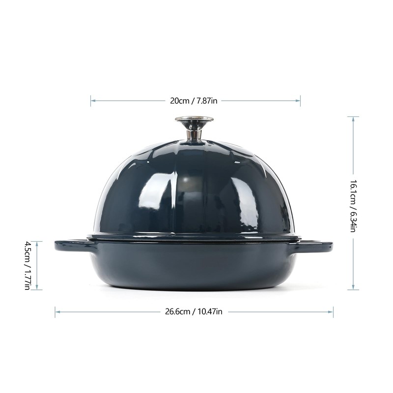 HAWOK Cast Iron Bread Cloche, Dia. 7.8inch/20cm, 0.95qt, Sourdough Baking