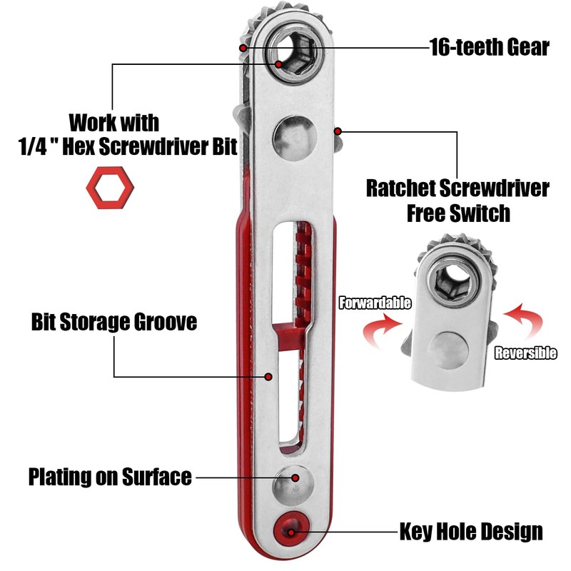 Bestgle 2 Pcs Mini Ratchet Wrench Set Flat Head &