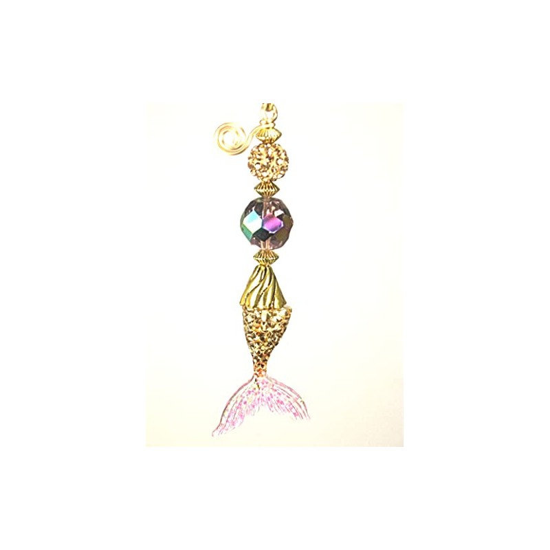 Pink and Gold Mermaid Tail with Rhinestone Ceiling Fan Pull