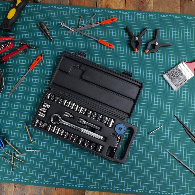 Navoys 40 Piece Socket Wrench Set with 7” Reversible Ratchet