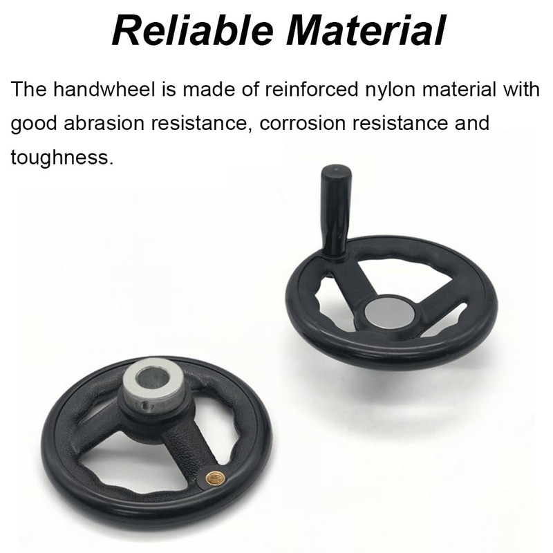Black Round Hand Wheel with Revolving Handle, 100mm Power Lathe