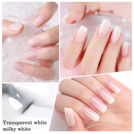 YSUVIN Milky White Semi-Permanent Nail Polish, 15ml Milky Semi-Permanent Nail Polish Transparent Soak Off Led Lamp Nail Polish Manicure Kit for Girls Women Gift