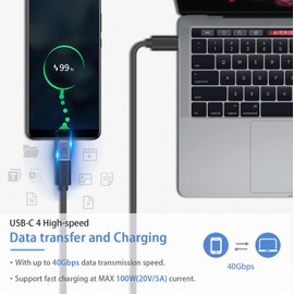 Duttek USB C Female to USB C Male 40Gbps, USB C to USB C Supports 8k@60HZ and 100W Fast Charging, USB C Extender Adapter Compatible with Thunderbolt 3/4 and with USB Type C Interface Devices