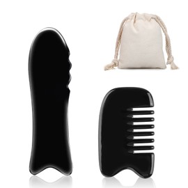 EQLEF Gua Sha Massage Tools, Horn Gua Sha Comb and Buffalo Horn Gua Sha Guasha Massage Tool Board (2-Piece)