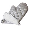 Silver Oven Mitts,Quilted Cotton Lining 13 Inch Oven Gloves,Heat Resistant