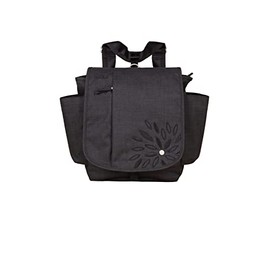 HAIKU To Go Convertible 2.0 Crossbody and Backpack Messenger-Style Travel Bag with Adjustable Shoulder Straps, Dual Pockets, Black in Bloom