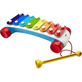 Fisher-Price Xilófono Clásico 8 Teclas de Colores 18+ Meses | Crea canciones siguiendo las notas; mazo fijo y ruedas para llevarlo