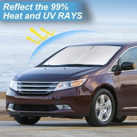 Custom Fit Odyssey Windshield Sunshade for 2011-2016 2017 Honda Odyssey LX EX EX-L Touring Elite Accessories Front Window Shades Cover for Windshield Sun Visor Protector 210T Reflective Block UV Rays