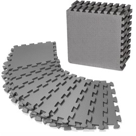 LÍMITE-MX Tapete para Ejercicio con Cuadros de Entrelazado de Espuma EVA， Tapete para Crossfit，Color Negro 12 Piezas de 30 x 30, Espesor de 10mm. (Gray)