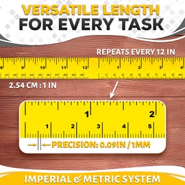 12 Inch Repeating Adhesive Measuring Tape – 13.9 Yards, 1” Wide, Dual Metric, Left-Right Reading, Flexible & Strong Adhesive Ruler Tape for DIY, Crafts, Woodworking, and Sewing Tools Set