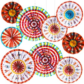 Outus Carnival Hanging Paper Fans Decoration Circus Animals Paper Fans Classroom Decoration Carnival Circus Theme Ceiling Wall Garland for Circus Birthday Baby Shower Party Favors(18 Pcs)