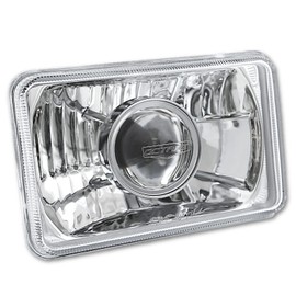 Octane Lighting 4X6 Inch Super White Halogen Projector Crystal Clear Lens/Metal Headlight H4 Light Bulb Headlamp Pair