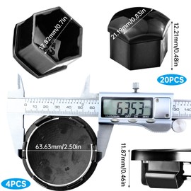 WZYTEU Set of 4 Hub Caps + 20 Wheel Nut Caps, ABS Hub Caps for Wheel Hubs, Car Accessories, with Tool for Removing Wheel Trims (68 mm)