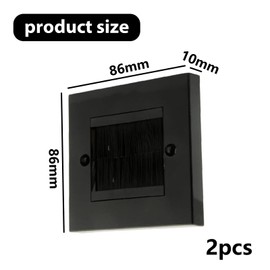 Wjelet 2 Pcs Cable Entry Cover, Brush Wall Plate, Cable Passthrough Outlet Cover for Tidy Wires, Single Gang Brush Panel for Covering Outlets and Receptacles(Black)