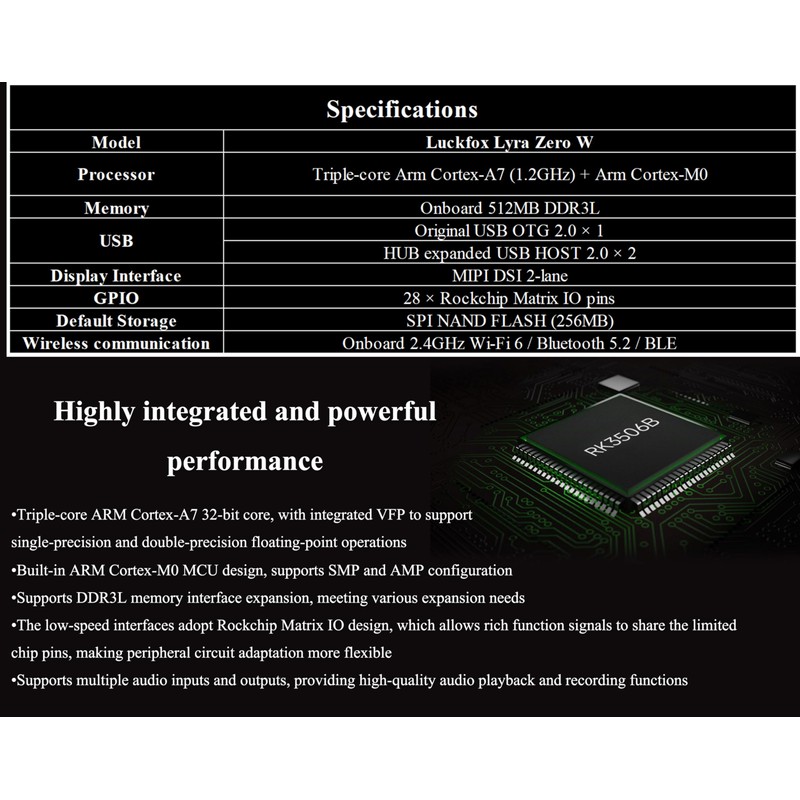 Lyra Zero W Micro Linux Development Board Based On RK3506B