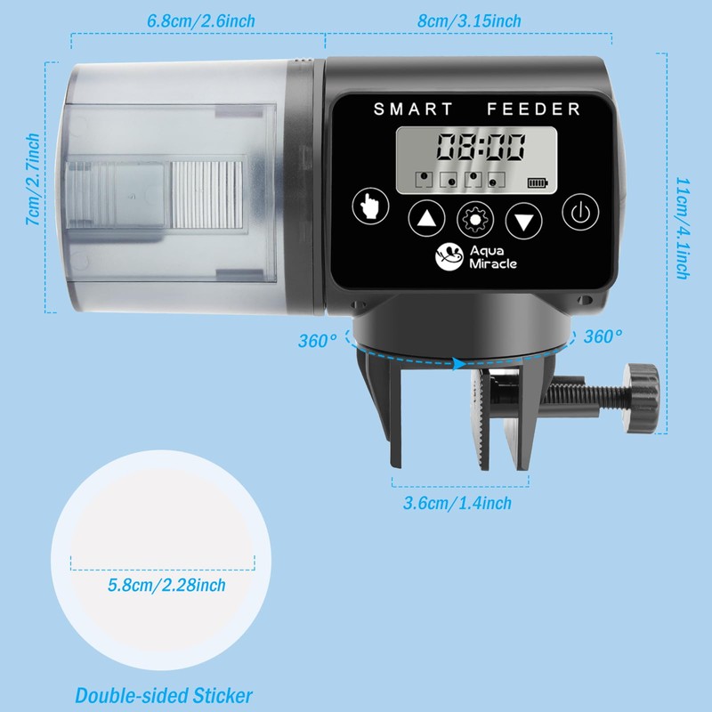 AquaMiracle Programmable Automatic Fish Feeder for Aquarium, Auto Fish Food
