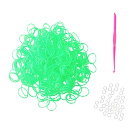 300 Green Loom Bands Refill Pack with Hook Tool and Clips Art Craft Friendship Bracelet Jewellery Making Childrens Game
