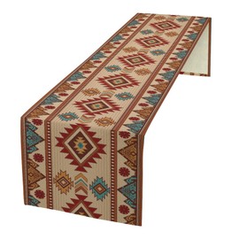 Retro Aztec Table Runner Western Native American Tribal Art Printed Runner for Home Kitchen Dining Table Living Room Decor Fabric 1 Panel W13xL36in