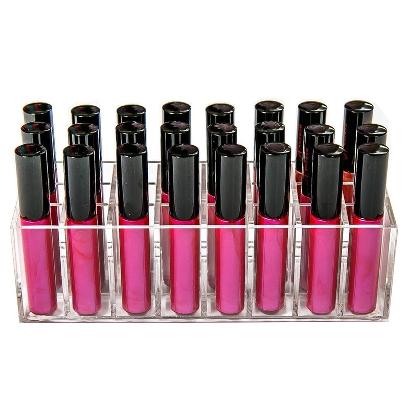 BBDOU Acrylic Lip Gloss Holder Organizer, Lipstick Holder, 24 Slots