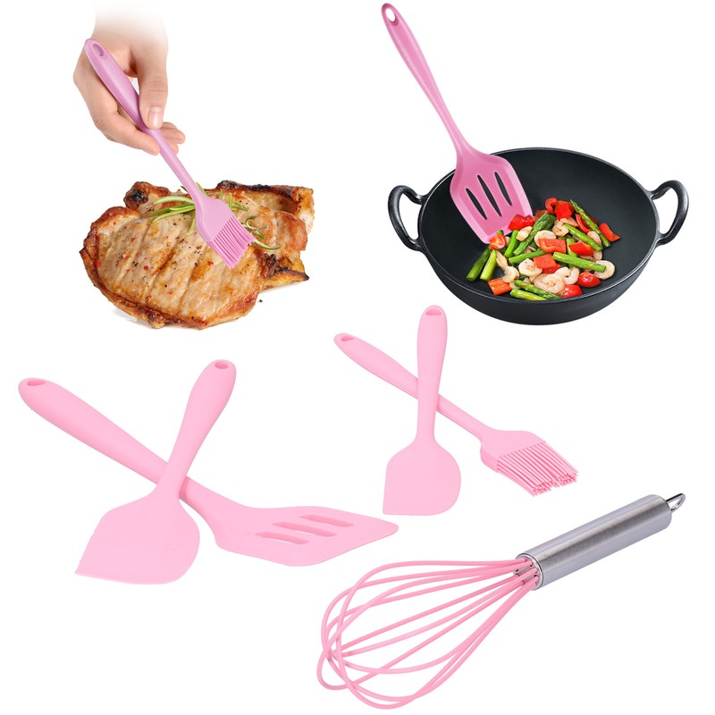 Cooking Spatula Set Silicone Baking Scraper Heat Resistant Egg Beater